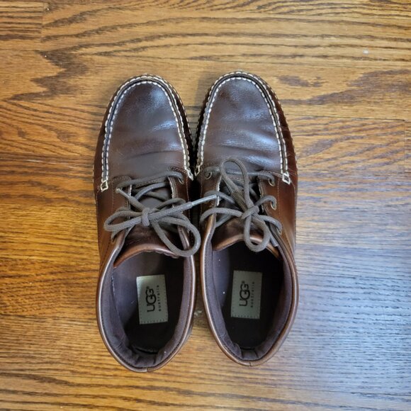 Ugg Kaldwell Brown Leather Chukka Ankle Boots, Men's 8.5, Vibram Rubber Sole - Picture 7 of 16